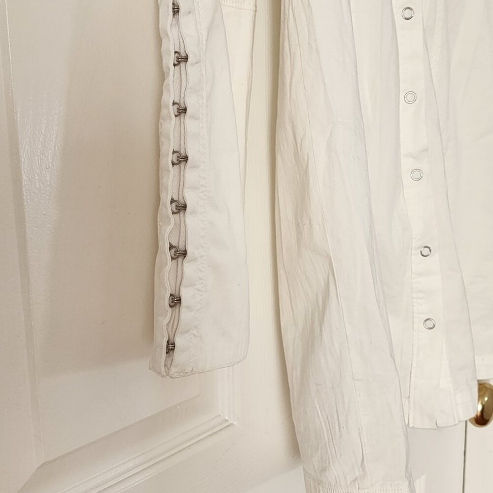 Free People "Thea" White Button-Front Mini Dress - Size XS, Bohemian, Romantic - Picture 3 of 5